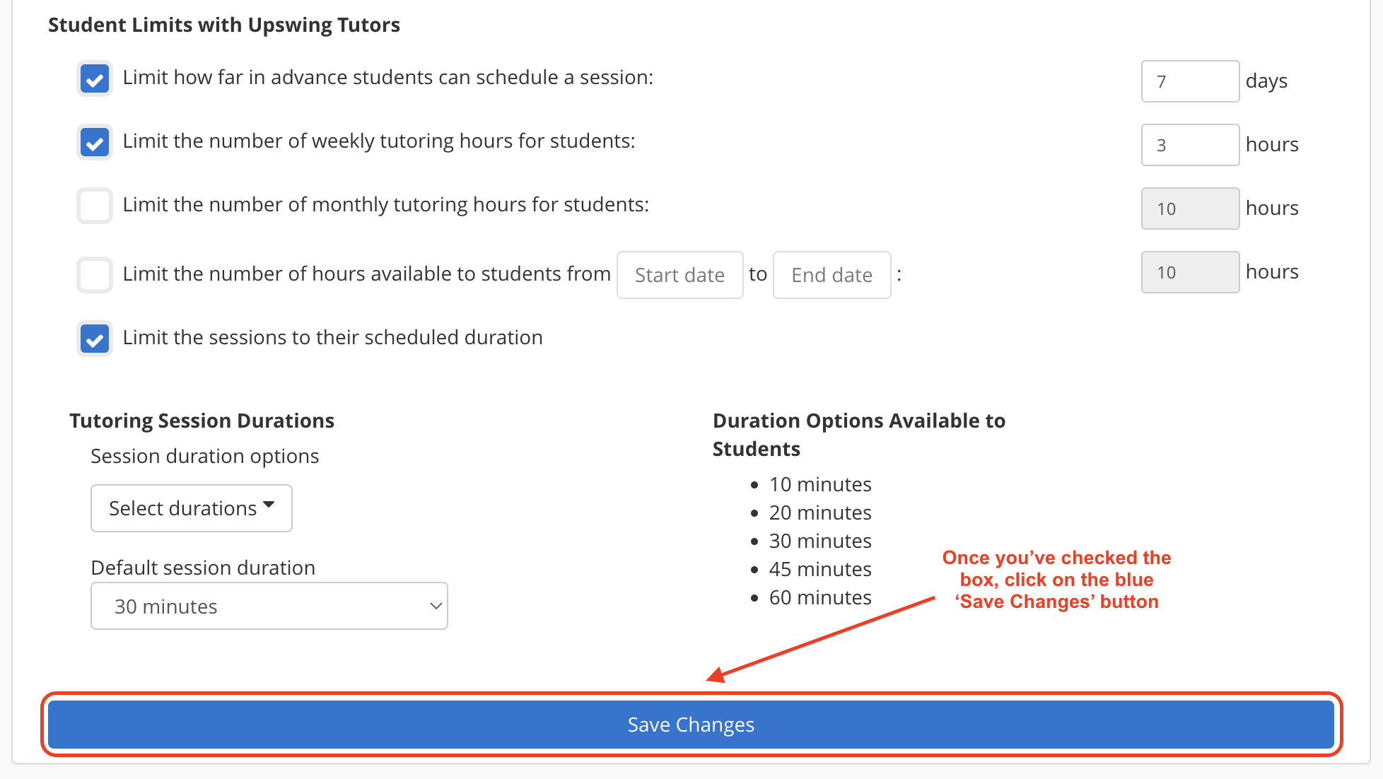 admins - session duration limit - save changes.png