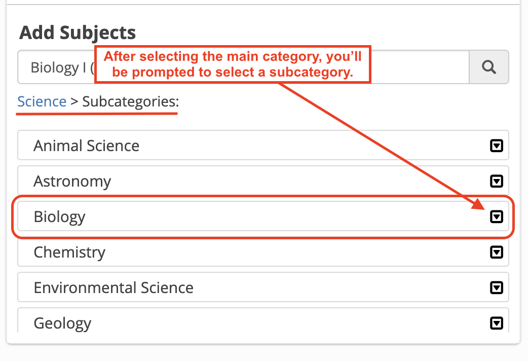 campus tutor - set up tutor profile - select subcategory.png