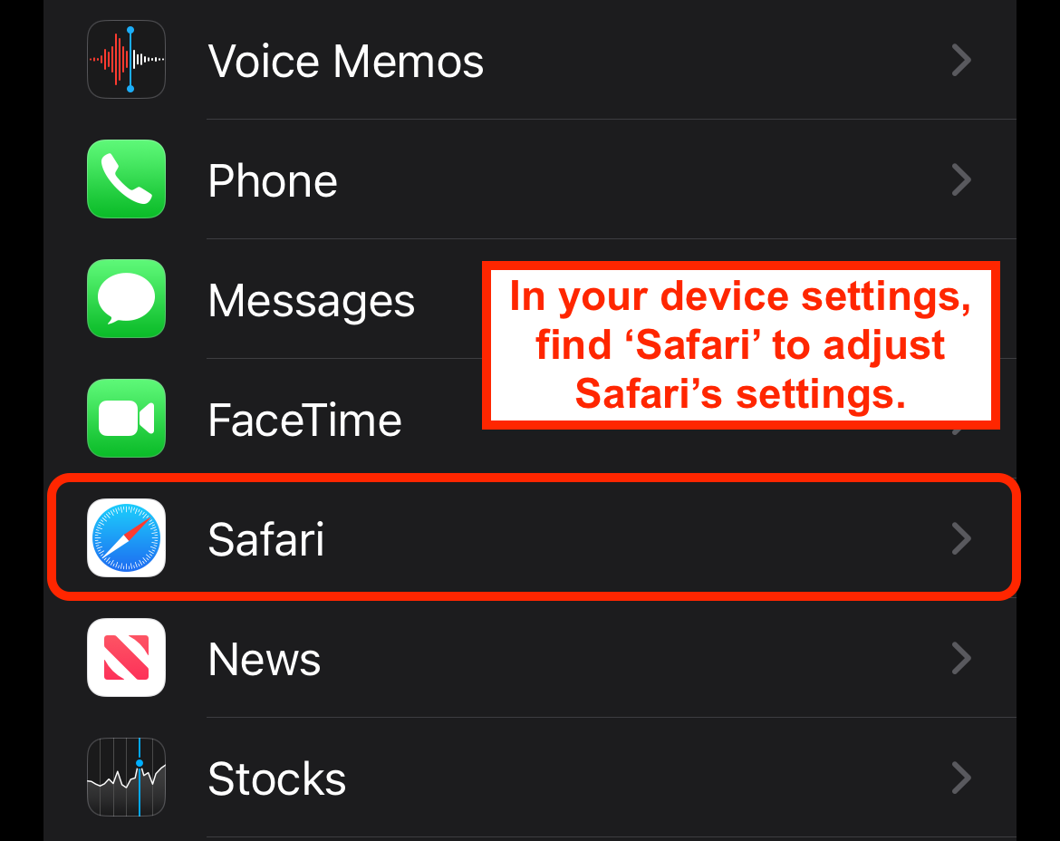 AR - safari - safari settings.PNG